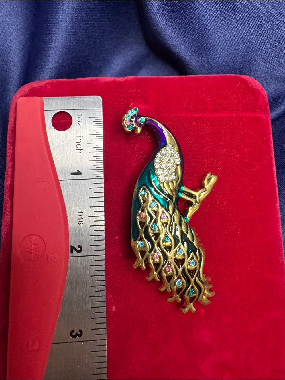 Brooch Peacock Bird on Branch Rhinestone Crystal Statement Colorful Pin - Picture 4 of 7